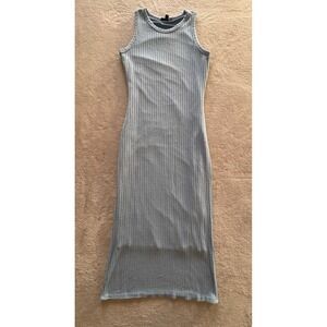 See You Monday Blue Pointelle Knit Sleeveless Bodycon Maxi Dress Large L88158-77